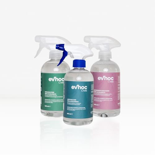 EVHOC Set Prodotti Pulizia, Anticalcare, Sgrassatore e Multiuso, 3 x 500 ml