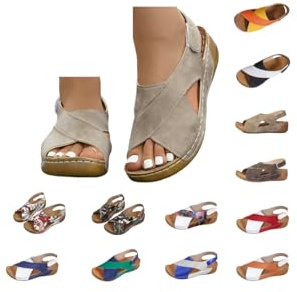HOOUDO Sandali Donna Estive Con Tacco,Sandali Ortopedici Donna Estive,Scarpe Estive Comode,Scarpe Eleganti,Zeppe Estiva Valgo Leggeri Comode Sandalo Trekking Sportivi Artificiale Aperta Antiscivolo