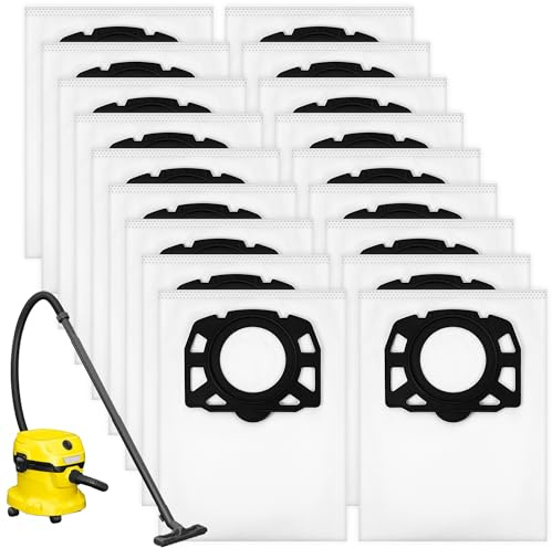 18PCS Vacuum Cleaner Bags for Karcher WD2, WD2 Plus, WD3, WD3p, WD4, WD5, WD6 Filter, Replacement Wet and Dry Vacuum Hoover Dust Bags Compatible with Kärcher SE4001 / 4002, Filter Bag for KFI 357, 487