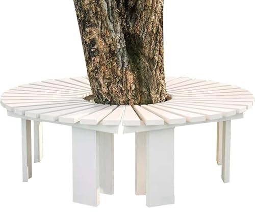 Panchina per albero da esterno, in legno massello, avvolgente, per giardino, prato, cortile, portico e parco, perfetta per rilassarsi in giardino e riunioni di famiglia