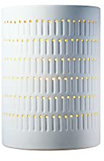 Justice Design Group CER-2295 Ambiance 2 Light 13 Tall Perforated Half Cylinder Open Top Wall Sconce - Bisque