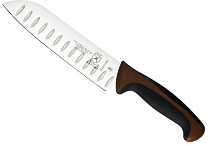 Mercer Culinary Millennia Color Handle Cutlery 7 Santoku Knife (Granton Edge) Brown