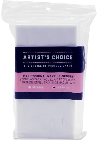 Artist's Choice 100 Pack Makeup Sponge Mini Applicator Wedges, Triangle Cosmetic Sponges for Foundation, Blush, Eye Shadow, Blending and Smoothing, Disposable, Latex Free
