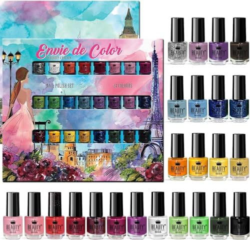 Envie De Color Set de Esmaltes – Colección Completa de 24 Colores en Caja Artística Paris-London – Marca Británica (Set B)