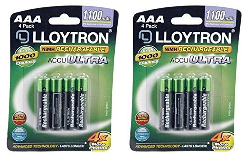 2 x Lloytron AAA 1100mAh NIMH AccuUltra Rechargeable Batteries (Pack of 4)