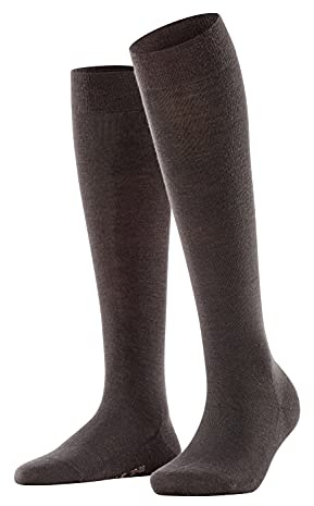 FALKE Softmerino W Kh lana algodón lisos 1 par, Calcetines largos Mujer, Marrón Dark Brown 5239, 37-38