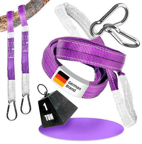 everlar® EverStraps I 2 x 1000kg 2m I Fijación Ultra Fuerte de Columpio, Hamaca, Silla Colgante Incl. 2 mosquetones I Extremadamente Fuerte, Flexible, Resistente a la Intemperie