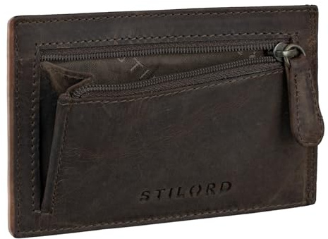 STILORD Trevor Kredit-Kartenetui Leder RFID Herren Damen Mini-Börse Portemonnaie klein EC Kartenetui Slim Wallet Geldbörse Brieftasche Voll-Leder in Geschenkbox Farbe:dunkel - braun