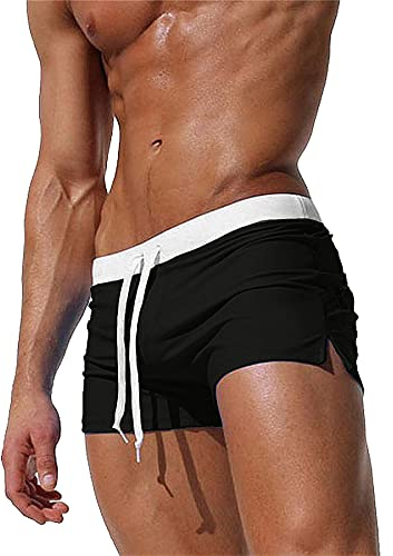 Swimming Trunks Men Swim Shorts Board Shorts Quick Dry Men's Swimwear with Zipper Pockets & Mesh Lining(#1 Black,M)