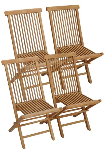 Happy Garden Lot de 4 chaises de Jardin Pliantes en Teck Lombok