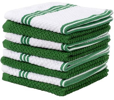 Living Fashions 8 Pack Dish Cloths for Washing Dishes - 100% Cotton Absorbent Dish Towels Size 12 x 12 - Perfect Dish Rags for Washing Dishes - Kitchen Rags and Washcloths for Dishes