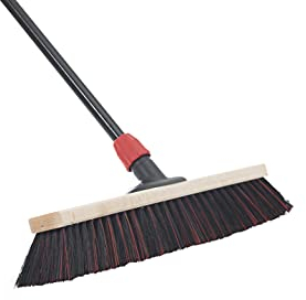 Novaliv Escoba de calle de 50 cm I Escoba con mango extensible I Arenga-Elaston negro y rojo I Grob I Cepillo Industrial Escoba de jardín