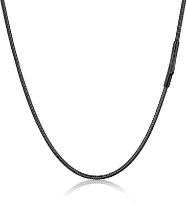 PROSTEEL 2 mm ormkedja, med robust lås, kedja för att lägga till ett hänge, damsmycken, guldpläterad/316L rostfritt stål/svart (skicka presentask), 71 CM, Rostfritt stål, Ingen ädelsten
