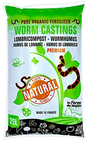 Wurmhumus 13 Liter (6,5kg) : Starker Dünger, 100% natürlich, extra-rein, aus Regenwürmern. Düngung & Keimung. Direkt vom Bauernhof