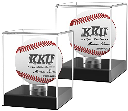 KKU Baseball-Vitrine, 2 Stück, Baseball-Halter für Ball-Displaywürfel, UV-geschützte Acryl-Baseball-Aufbewahrung, offizielle Größe, Erinnerungsstück-Vitrine für Baseball