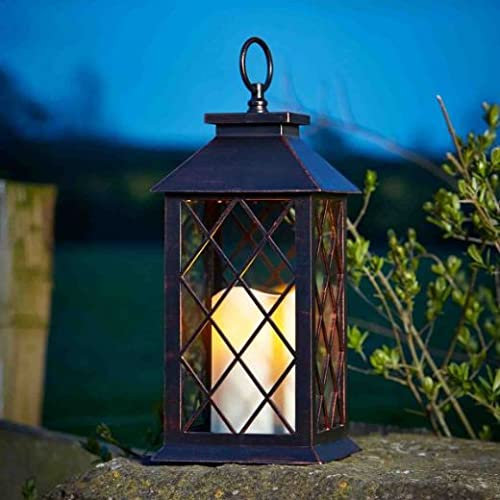 Smart Garden Outdoor Battery Powered Lattice Flickering Candle Lantern 28 x 13cm