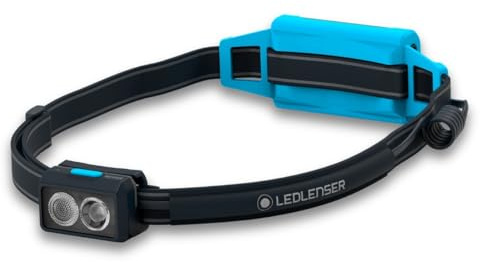 Ledlenser NEO5R - Lampe frontale rechargeable LED avec sangle poitrine, 600lm, 35h d’autonomie, bandeau réfléchissant, lumière avant rouge - Pour la course à pied, le cyclisme, la randonnée - Bleu