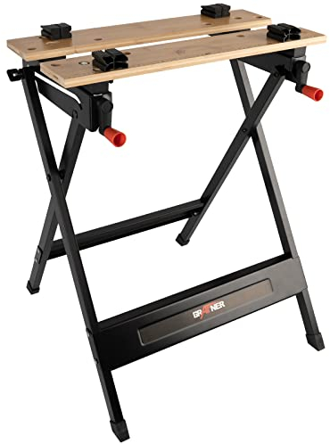 Grafner klappbare Werkbank mit Spannbacken, Schwerlast belastbar bis 160 kg, mit Maß- und Winkelskala, große Arbeitsfläche, Bambus Arbeitsplatte, Spanntisch Werk Tisch Arbeitstisch Arbeitsbock