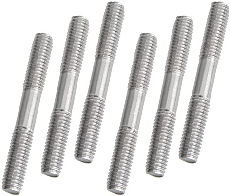 Mairuker 15Pcs Double Ended Stud Screws, M8 x 60mm 304 Stainless Steel Push Road Double End Threaded Stud Screw Bolt for House Maintenance