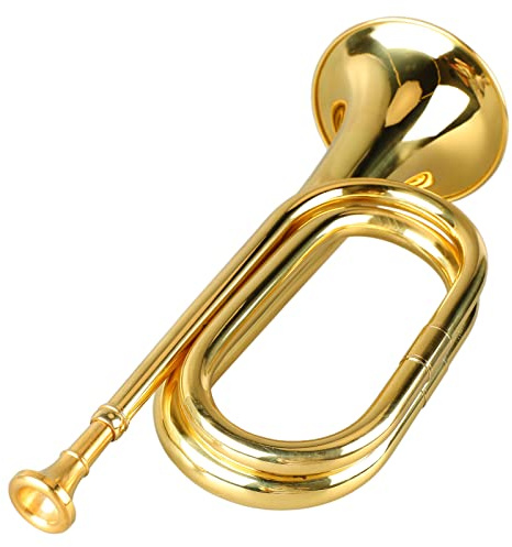 Bugle Kavallerie-Trompete, Blechblasinstrument, Militärstil, Leicht zu Spielende Trompete, C-Taste, Messingtrompete mit Mundstück, Trompete, Messing, Blasend, Altmodisches (Gold)