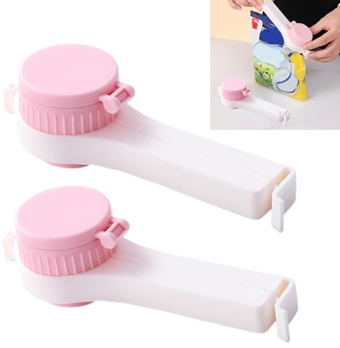 syiyunran Fermeture Pince Sachet Alimentaire - 2 Pièces, Rose, Sacs Clips, Sachets Cuisine Réutilisable Emballage Friandises Snacks Clip Epingles Clips De Réutilisables pour Aliments