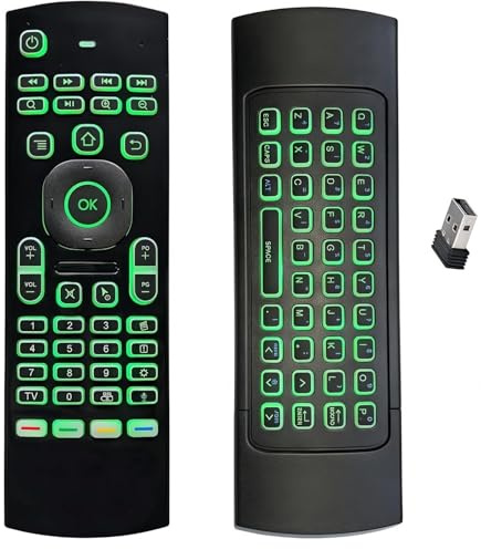 BIFANS MX3 2.4G Mini Wireless Keyboard,Multifunctional Air Remote Mouse with Input Voice, 7 Colors Backlit, Infrared Remote Control for Android TV Box Projector PC MAC PS3 Pad Xbox:MX3-7C-V