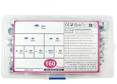 Dadi autobloccanti in acciaio inox A2, 160 dadi M4 M6 M8, DIN982, dadi esagonali per viti, M2 M2.5 M3 M5 M10, filettatura metrica regolare