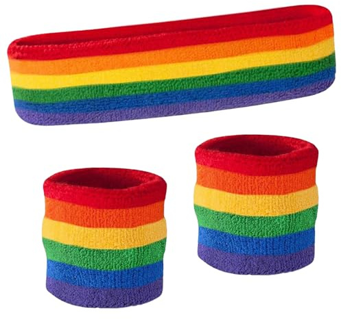 Rainbow Sports Headband and Sweatband Set – Adjustable and Moisture-Wicking