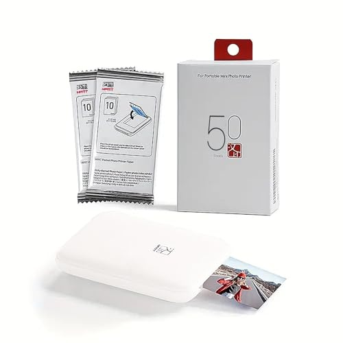 KENTO MAX Mini Portable Instant Photo Printer - Bluetooth 5.0, Works with iOS & Android (Printer+with 50 Sheets of 2 x 3 in Zink Photo Paper)