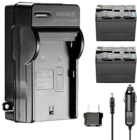 Neewer 6600mAh Li-ION Batteria di ricambio per Sony NP-F970 e caricatore di alimentazione e auto adattatore EU per Neewer CN160 FW568 F100 F200 FW700 LED Lampada Monitor Set di 2