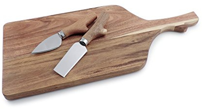 Swissmar Acacia Paddle Board and Knife Set, Brown