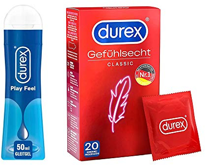Durex Gefühlsecht Classic Kondome 20 (20 Stück + Gleitgel Play Feel 50ml)