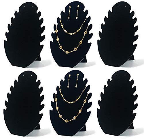 7TH VELVET Jewelry Display Stand Necklace Display Stand, Jewelry Easel Necklace and Earing Set Display Large Capacity Necklace Holder Velvet, 6PCS