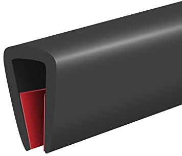 Rubber Edge Trim, Self-Adhesive Flexible Edge Guard, U Shaped Edge Protector for Glass, Mirror and Plywood, EPDM Material, Size 5mm, Fit 4-5mm Thick Edge, Black