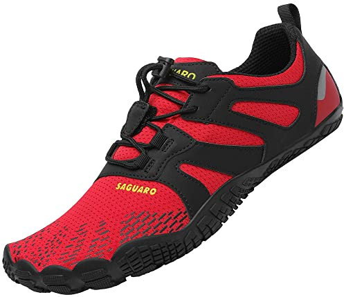 SAGUARO Barefoot Shoes Uomo Donna Scarpe Barefoot Minimaliste Antiscivolo Scarpe da Trail Running per Palestra Trekking Allegro Rosso,Gr.44
