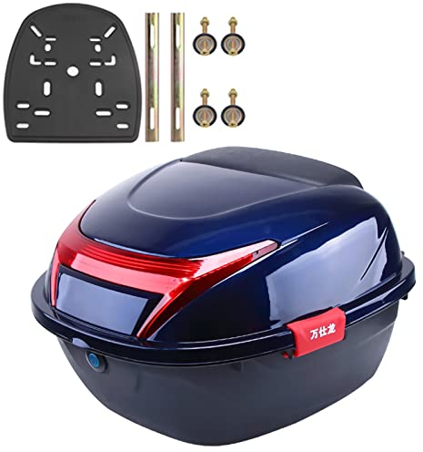 Motorrad Kofferraum Tour Heckbox Topcase ABS Wasserdicht AbschließBar Universal Harthelm GepäCkaufbewahrung mit Montagematerial für Motorrad Moped RüCkseitenkoffer ,F,11*15*16inch