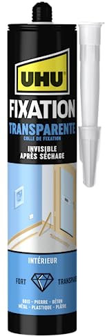 UHU Fixation express - Colle de montage ultra forte et rapide, transparente, cartouche 310g