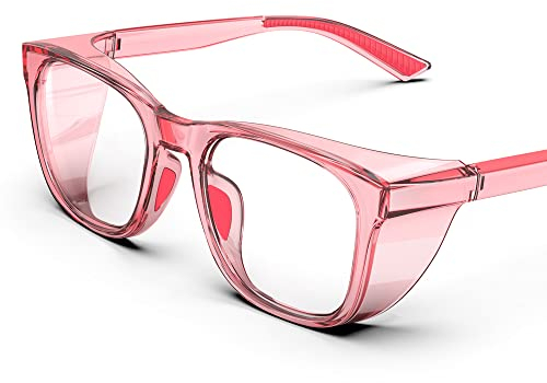 Lunettes de protection transparentes avec protections latérales, anti-buée et anti-rayures avec poignées antidérapantes et protection UV complète - Lunettes de protection idéales pour femmes et hommes