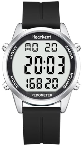 Hearkent Podometro Reloj para Caminar para Senior Sin Bluetooth No Requiere App con Contador de Pasos Calorias y Numeros LCD Grandes (Negro)