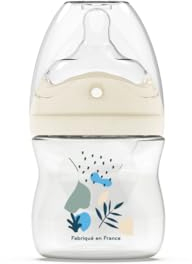 DODIE Biberon Tétine multi-perforée anti-coliques - 150ml - BLEU - 0+ mois - tétine biomimétisme débit 1