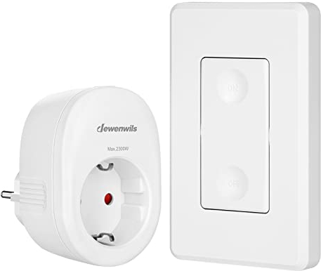 DEWENWILS Prises télécommandées avec télécommande, 16 A 3680 W, interrupteur sans fil pour décoration de vacances, portée de 30 m, pas de câble nécessaire, 2300 W, extensible