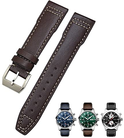 vkeid 20 mm 21 mm Rindsleder-Armband, geeignet für IWC-Fliegeruhren, Portugieser-Armbänder, Mark 18, weiches blaues Armband