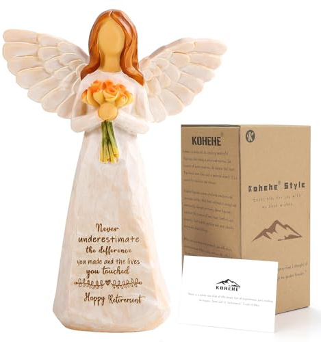 Kohehe Retirement Gift for Woman, Happy Retirement Gift for Woman, 5.5” Angel Figurine for Retirement Party Decorations, Retired Gifts for Coworkers Friends