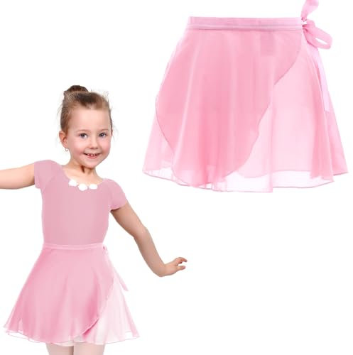HaiFafafaing Ballett Wickelrock Mädchen Ballettrock Rosa Tanzrock Mädchen Ballettrock Tanzrock aus Chiffon Verstellbare Taille Tanzröcke Gymnastik für Kleinkinder Teenager Gymnastik Damen(Rosa)