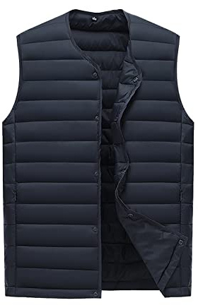 KHUSZTMI Doudoune Sans Manches Homme Gilet Matelassé Matelassé Pour Homme Gilet Léger Et Pliable Col En V Gilet Chauffant Coupe-Vent Sans Manches Gilet Matelassé D'Extérieur Décontracté Veste