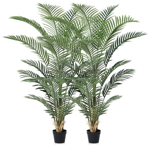 VeriNatural Planta Artificial Grande Palmera Artificial Decorativa - 150cm Árbol Artificiales con Resistente a Rayos UV - Decoración Interior y Exterior para Hogar, Balcón, Oficina 2Pack,VN125