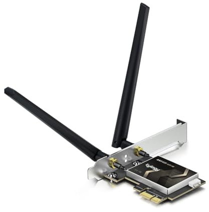 Tylogy Scheda PCIe WiFi 6E AXE5400Mbps, Bluetooth 5.3, Tri-Band 6GHz/5GHz/2.4GHz, WPA3, antenne esterne ad alto guadagno, Realtek RTL8852CE 160MHz, compatibile con Windows 10/11