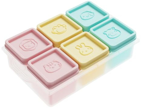 Vassoi Congelatore in Silicone con Coperchio, Stampo Congelatore, Confezione da 6 Contenitori per Cubetti Ghiaccio Individuali da 110 ml Impilabili, per Conservare Bevande e Snack, Preparare il Burro