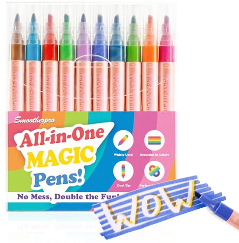 SMOOTHERPRO Zauberstifte | 3D stift für kinder | Magic Mixies Geheimstift Einfach zu verwenden zum Erstellen von 3D-Schriftzügen | Zeichnen Ausmalen Geburtstagsparty-Geschenke (MCP010) 10 Stifte