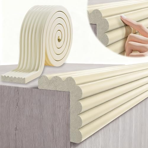 Paraspigoli per bambini, in schiuma, paraspigoli del tavolo, autoadesiva, per bambini, letto, davanzale e scrivania, mobili (Beige, 2M X 8CM)